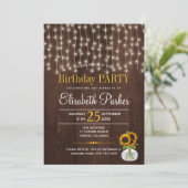 String verlichting zonnebloemen rustieke verjaarda kaart (Staand voorkant)