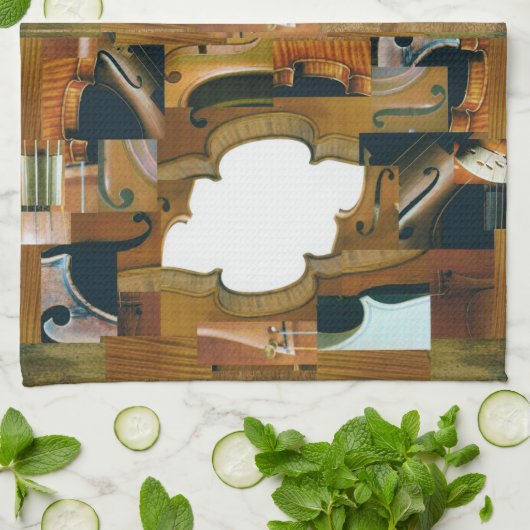 Stringet instrumentpatchwork Kijk Collage Theedoek (Gevouwen)