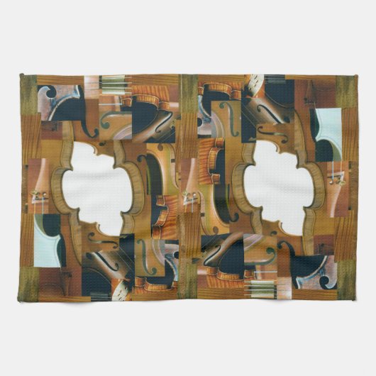 Stringet instrumentpatchwork Kijk Collage Theedoek (Horizontaal)