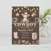 Stringlight Cowboy is on the Way Baby Shower  Kaart (Staand voorkant)