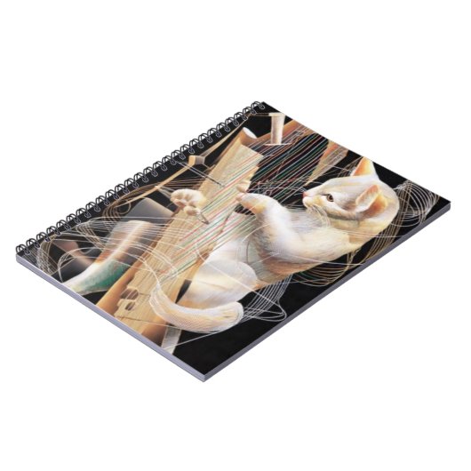 Strings of Imagination – Surreal Cat Notebook Notitieboek (Linkerzijde)