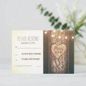 Strings of Lights Carved Heart Wedding RSVP Kaarte (Staand voorkant)