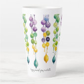 Strings van Mardi Gras Kralen in Waterverf Latte Mok (Voorkant)