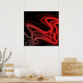 Stringy Red Abstract Poster (Keuken)