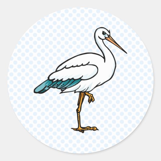 Stringy Stork Ronde Sticker (Voorkant)