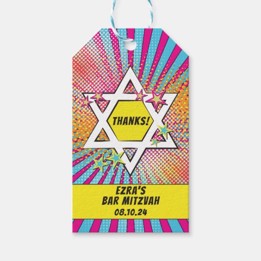 Stripboek Bar Mitzvah Star of David Cadeaulabel (Voorkant)