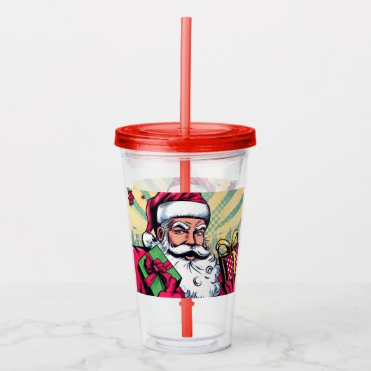 Stripboek Kerstman/Kerstmis Acryl Drinkbeker (Voorkant)
