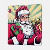 Stripboek Kerstman/Kerstmis Keramisch Ornament (Links)