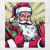 Stripboek Kerstman/Kerstmis Wijn Etiket (Enkel label)