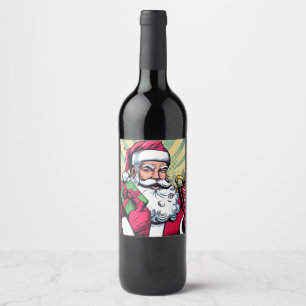 Stripboek Kerstman/Kerstmis Wijn Etiket