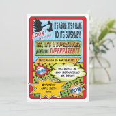 Stripboek Koppels Baby Douche Uitnodigingen (Staand voorkant)