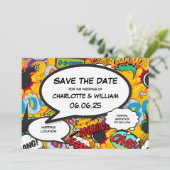 Stripboek Modern Leuk Bruiloft Save The Date (Staand voorkant)