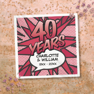 Stripboek Pop Art 40e Robijnen Huwelijksjubileum Servet