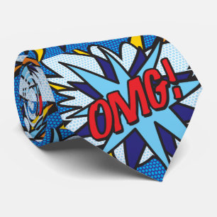 Stripboek Pop Art OMG Superheld Stropdas