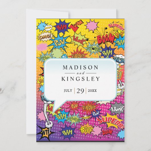 Stripboek Pop Art 💥🎉 Ongelooflijke bruiloft Kaart (Achterkant)