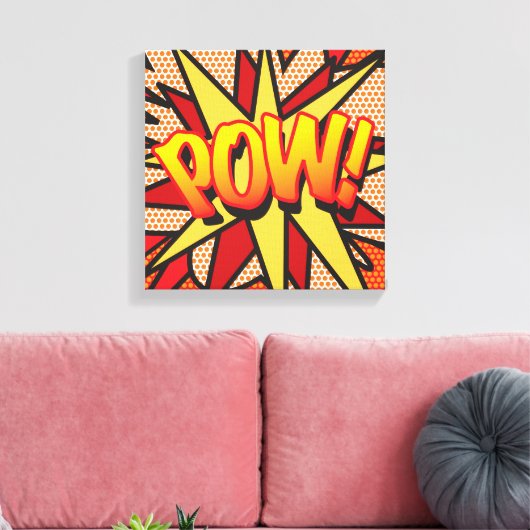 Stripboek Pop Art POW Superheld Canvas Afdruk (Insitu (Woonkamer))