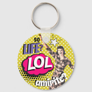 Stripboek Pop Art Retro Dame Grappig Sleutelhanger