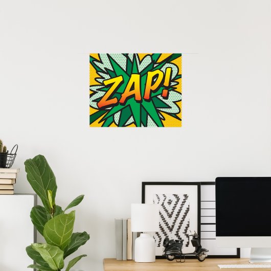 Stripboek Pop Art ZAP Superheld Poster (Thuiskantoor)