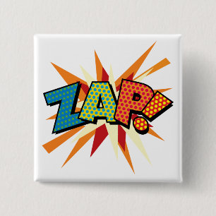 Stripboek Pop Art ZAP! Vierkante Button 5,1 Cm