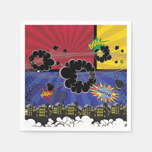 Stripboek Pop Kunst Kleurrijk Verjaardagsfeest Servet (Voorkant)