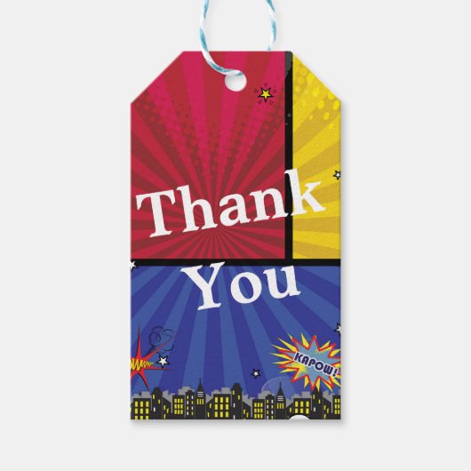 Stripboek Pop Kunst Verjaardagsfeestje Favor Cadeaulabel (Voorkant)