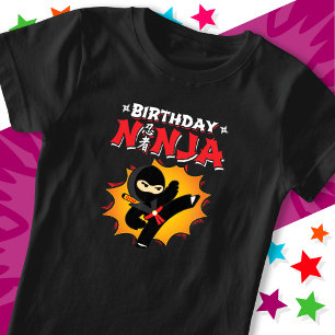 Stripboek Stijl Super Party Verjaardag Ninja T-shirt
