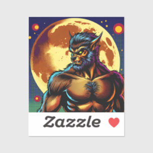 Stripboek Stijl Weerwolf voor Volle Maan Sticker