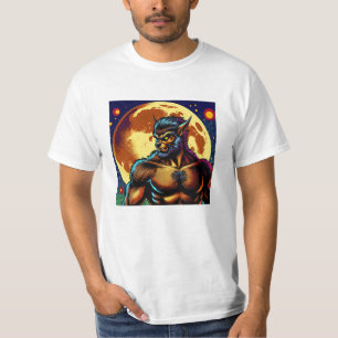 Stripboek Stijl Weerwolf voor Volle Maan T-shirt