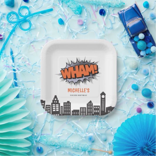 Stripboek Superheld Verjaardag Papieren Bordje (Feest)