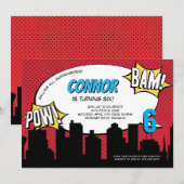 Stripboek Superheld Verjaardagsfeest Kaart (Voorkant / Achterkant)