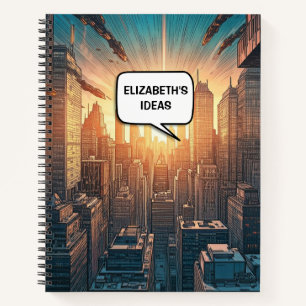 Stripboek thema gepersonaliseerde naam trendy notitieboek