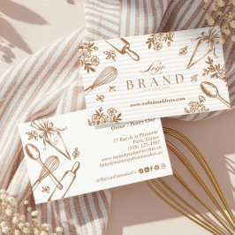 Stripe Baking Utensil Pastry Cake Bakery Shop Logo Visitekaartje