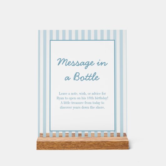 Stripe Beach Club Message In a Bottle keepsake  (Recto)