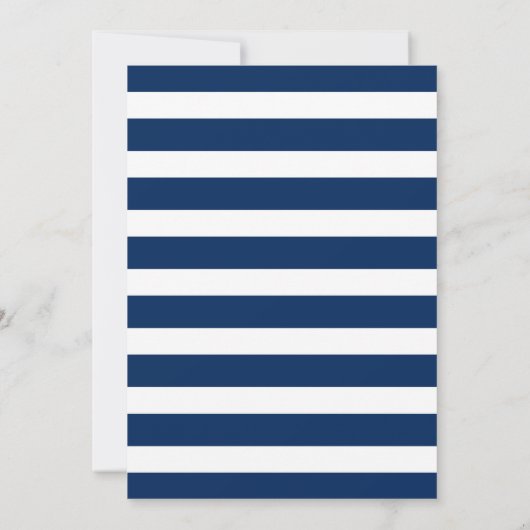 Stripe bruiloft uitnodiging sjabloon blauwe marine (Achterkant)