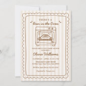 Stripe Bun in the Oven Baby Shower Invitation Kaart (Voorkant)
