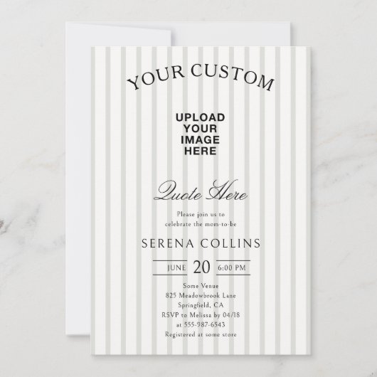 Stripe Custom Afbeelding Sage Baby shower Kaart (Voorkant)