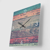  Stripe Design Rustisch Land Wooden Decor Vierkante Klok (Hoek)