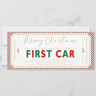 Stripe Eerste Auto Kerstcadeaubon Card Kaart