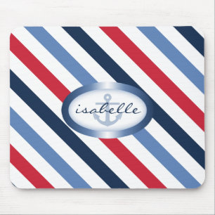 Stripe- en Anchor-gepersonaliseerde Nautical Patte Muismat