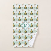 Stripe Flamingo Pineappelpatroon|Monogram Bad Handdoek (Handdoek)