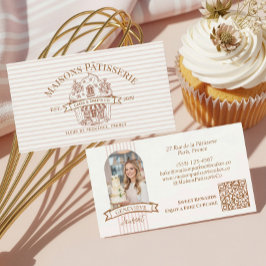 Stripe Floral Cupcake Bakery Cake Designer Shop Visitekaartje