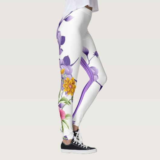 Stripe Floral Paarse Leggings (Rechts)