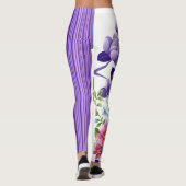 Stripe Floral Paarse Leggings (Achterkant)