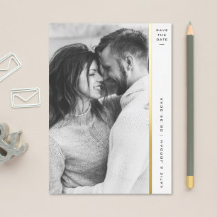 Stripe Gold Foil Photo Save the Date Cards Folie Uitnodiging