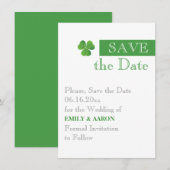 Stripe & groene klaver, Ierse bruiloft Save the Da Date (Voorkant / Achterkant)