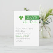 Stripe & groene klaver, Ierse bruiloft Save the Da Save The Date (Staand voorkant)