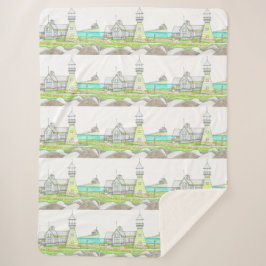 Stripe Lighthouse Sherpa Blanket Deken