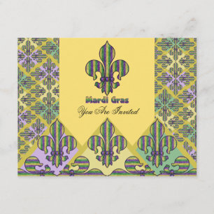 Stripe Mardi Gras Fleur de lis Kaart