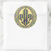 Stripe Mardi Gras Fleur de lis Ronde Sticker (Tas)