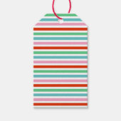 Stripe patroon | Moderne kleurrijke kerstkaf Cadeaulabel (Voorkant)